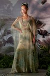 Buy Mrunalini Rao Green Raw , Organza, Dupion Floral, Printed Kaftan Tunic And Pant Set at Aza Fashions Buy_Mrunalini Rao_Green Raw , Organza, Dupion Floral, Printed Kaftan Tunic And Pant Set_at_Aza_Fashions