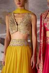 Mrunalini Rao_Yellow Chiffon Skirt Set With Embroidered Blouse_Online_at_Aza_Fashions