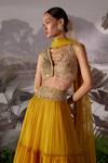 Buy_Mrunalini Rao_Yellow Chiffon Skirt Set With Embroidered Blouse_Online_at_Aza_Fashions
