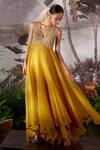 Buy_Mrunalini Rao_Yellow Organza Embroidered Anarkali And Pant Set_at_Aza_Fashions