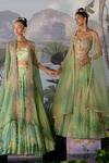 Shop_Mrunalini Rao_Green Net Floral Embroidered Skirt Set_at_Aza_Fashions