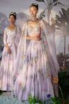 Buy_Mrunalini Rao_Purple Raw Silk Floral Embroidered Lehenga Set_at_Aza_Fashions