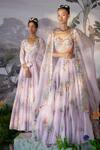 Buy_Mrunalini Rao_Purple Dupion Silk Floral Embroidered Anarkali With Dupatta_at_Aza_Fashions