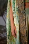 Buy_Mrunalini Rao_Green Dupion Silk Printed Jacket And Flared Pant Set_Online_at_Aza_Fashions