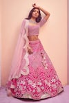 Buy_Mishru_Pink Raw Silk U Neck Layered Lehenga Set _at_Aza_Fashions