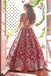 Shop_Mishru_Maroon Raw Silk U Neck Layered Lehenga Set _at_Aza_Fashions