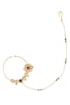 Shop_Maisara Jewelry_Gold Plated Pearls, Stones Kundan Nath _at_Aza_Fashions