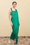 Buy_Nazaakat by Samara Singh_Green Embroidery Square Neck Pant Saree With Blouse_at_Aza_Fashions