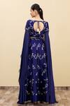 Shop_Khwaab by Sanjana Lakhani_Blue Taffeta Embroidered Blouse And Lehenga Set_at_Aza_Fashions