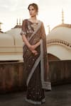 Buy_MATSYA_Brown Chanderi Silk Round Saree With Blouse _at_Aza_Fashions