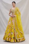 Mrunalini Rao_Yellow Floral Print Lehenga Set_Online_at_Aza_Fashions
