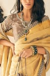 Shop_MATSYA_Gold Tissue Saree With Chanderi Blouse  _Online_at_Aza_Fashions