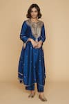 Buy_Label Niti Bothra_Blue Silk Embroidered Floral Round Kurta And Palazzo Set _at_Aza_Fashions