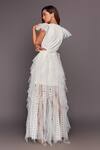 Shop_Deepika Arora_White One Shoulder Ruffle Gown_at_Aza_Fashions