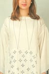 Ibai_White Handwoven Mulbery Silk Boat Tunic _at_Aza_Fashions