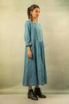 Ibai_Blue Mulberry Silk Boat Maxi Dress  _Online_at_Aza_Fashions