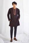 Buy_Twenty Nine_Black Gajji Silk Dori, Mirror, Bandhani Print Kurta Set _at_Aza_Fashions