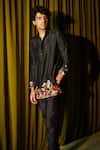 Twenty Nine_Black Cotton Silk Art Deco Kurta Set _Online_at_Aza_Fashions