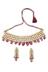 Shop_Minaki_Gold Plated Diamonds, Stones Kundan Choker Set _at_Aza_Fashions