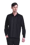 Buy_SAKSHAM & NEHARICKA_Black Wool Blend Pintuck Detail Shirt _Online_at_Aza_Fashions