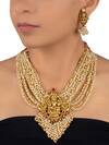 Buy_Mortantra_Gold Plated Stone Temple Necklace Set_at_Aza_Fashions