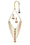 Shop_Mortantra_Gold Plated Stone Temple Necklace Set_at_Aza_Fashions