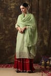 Maison Shefali_Green Kurta Chanderi Dupatta Kota Doria Pant Embroidered Sharara Set _Online_at_Aza_Fashions