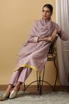 Maison Shefali_Pink Kurta Chanderi Dupatta Kota Doria Pant Cotton Embroidered Set _Online_at_Aza_Fashions