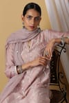 Buy_Maison Shefali_Pink Kurta Chanderi Dupatta Kota Doria Pant Cotton Embroidered Set _Online_at_Aza_Fashions
