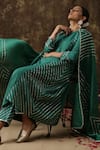 Maison Shefali_Green Kurta Cotton  Dupatta Chanderi Embroidered Set _Online_at_Aza_Fashions