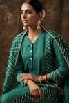 Buy_Maison Shefali_Green Kurta Cotton  Dupatta Chanderi Embroidered Set _Online_at_Aza_Fashions