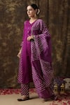 Maison Shefali_Purple Kurta Cotton  Dupatta Chanderi Embroidered Set _Online_at_Aza_Fashions