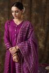 Buy_Maison Shefali_Purple Kurta Cotton  Dupatta Chanderi Embroidered Set _Online_at_Aza_Fashions