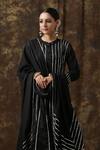 Buy_Maison Shefali_Black Kurta Cotton Dupatta Handspun Mul Embroidered Anarkali Palazzo Set _Online_at_Aza_Fashions