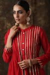 Shop_Maison Shefali_Red Kurta Cotton Dupatta Handspun Mul Embroidered Anarkali Palazzo Set _Online_at_Aza_Fashions