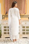 Shop_Maison Shefali_White Cotton Embroidery V Neck Mirror Embellished Kurta Set _at_Aza_Fashions