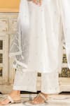 Maison Shefali_White Cotton Embroidery V Neck Mirror Embellished Kurta Set _at_Aza_Fashions