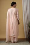 Shop_Maison Shefali_Peach Cotton Embroidered Kurta Set _at_Aza_Fashions