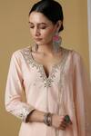 Buy_Maison Shefali_Peach Cotton Embroidered Kurta Set _Online_at_Aza_Fashions