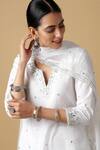 Buy_Maison Shefali_White Cotton, Kota Doria Embroidered Kurta Set _Online_at_Aza_Fashions