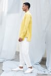 Antar Agni Yellow Poplin Asymmetric Shirt Online at Aza Fashions Antar Agni_Yellow Poplin Asymmetric Shirt _Online_at_Aza_Fashions