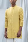 Antar Agni Yellow Linen Blend Shirt Online at Aza Fashions Antar Agni_Yellow Linen Blend Shirt _Online_at_Aza_Fashions