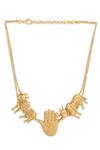 Buy_Masaba_Gold Plated Metal Cow And Palm Choker_at_Aza_Fashions