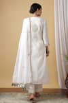 Shop_Maison Shefali_White Cotton, Kota Doria Embroidered Kurta Set _at_Aza_Fashions