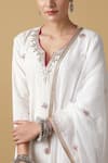 Buy_Maison Shefali_White Cotton, Kota Doria Embroidered Kurta Set _Online_at_Aza_Fashions