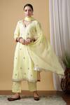 Buy_Maison Shefali_Yellow Cotton Embroidered Kurta Set _at_Aza_Fashions