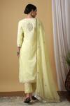 Shop_Maison Shefali_Yellow Cotton Embroidered Kurta Set _at_Aza_Fashions