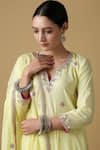 Shop_Maison Shefali_Yellow Cotton Embroidered Kurta Set _Online_at_Aza_Fashions