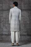 Shop_Shantnu Nikhil_Grey Brocade Sherwani With Kurta_at_Aza_Fashions