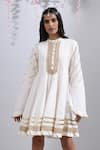 Buy_Maison Shefali_White Cotton Kalidar Tunic _at_Aza_Fashions